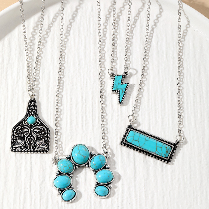 Amazon 50-Piece Jewelry Set Vintage Bohemian Turquoise Necklace Bracelet Women's Earrings