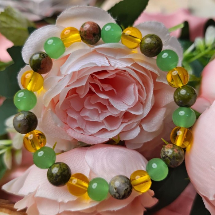Cross-Border New Amazon Temu Hot-Selling Yellow Crystal Green Aventurine 8mm Beaded Bracelet Temu Cross-Border Hot-Selling