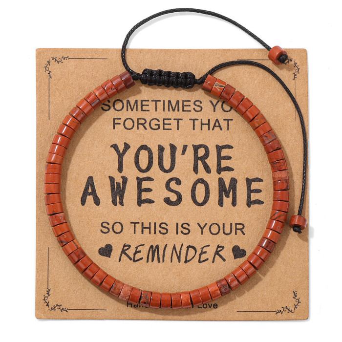 Amazon Hot-Selling Inspirational Gift Bracelet 4mm Wheel Flat Bead Stone Woven Adjustable Bracelet Factory In Stock
