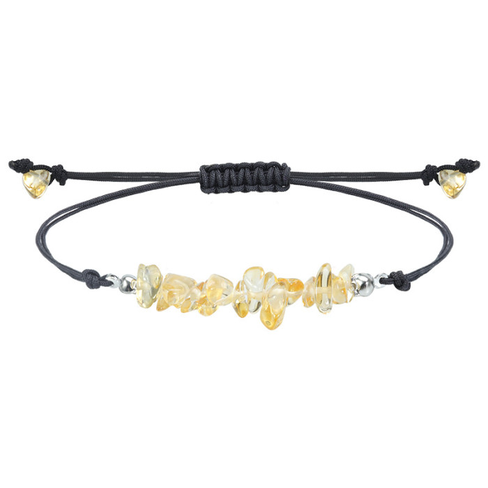 Amazon Hot-Selling Crushed Stone Bracelet INS Style Yellow Crystal Pink Crystal Raw Stone Bracelet Amethyst Beaded Bracelet In Stock