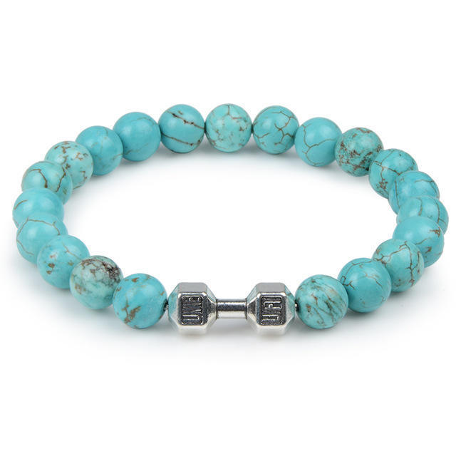 Volcanic Lava Dumbbell Bracelet Tiger Eye Stone Blue Turquoise White Turquoise Bracelet Women Men Jewelry Cross-Border Hot Sale