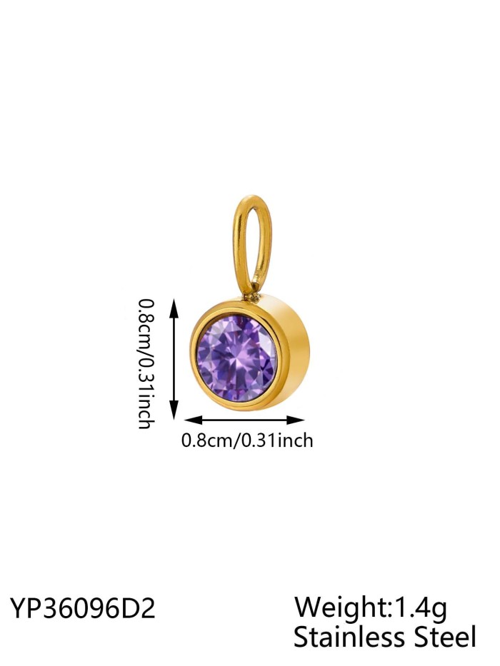 Hot-Selling Stainless Steel Jewelry Accessories Birthstone Pendant DIY Jewelry Accessories Colorful Rhinestone Pendan...