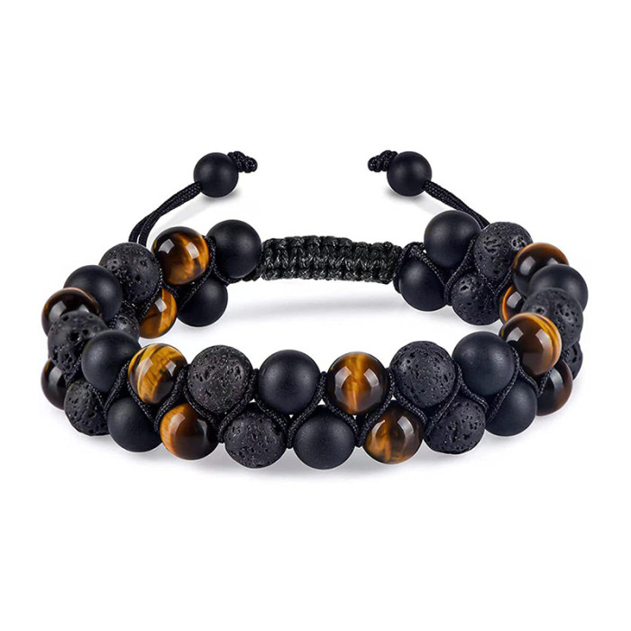 Tiger Eye Stone Cat Eye Green Turquoise Red Vein Obsidian Green Phantom Bracelet Natural Stone Woven Unisex Bracelet In Stock Wholesale