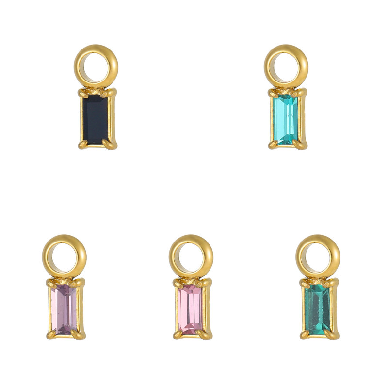 Fashionable Simple Versatile Zircon Accessories Geometric Rectangle Zircon Multi-color Accessories Jewelry Wholesale