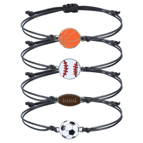 Amazon Hot-Selling Wax Thread Braided Baseball Football Bracelet Basketball Team Fan Party Gift Bracelet In Stock