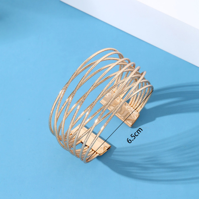 Fashion Trend Bracelet Minimalist Personality Multi-layer Hollow Open Arm Ring Niche Light Luxury Geometric Cross Hand Jewelry