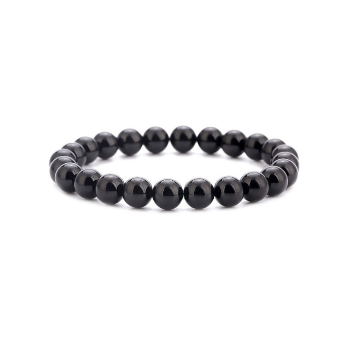8mm New Style Wooden Bead Bracelet for Men, Volcanic Stone White Pine Red Pine Black Agate Stone Bead Bracelet for Women, European and American Style Bracelet