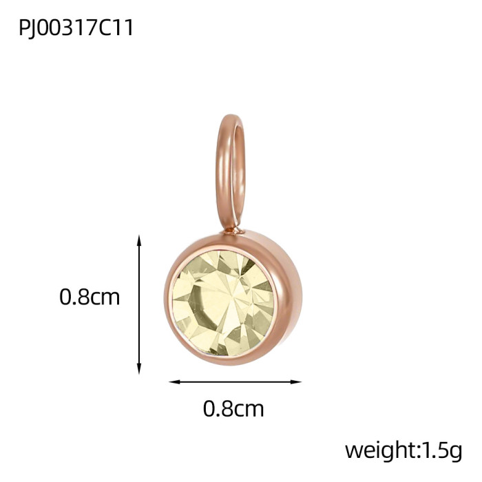 Hot-Selling Stainless Steel Jewelry Accessories Birthstone Pendant DIY Jewelry Accessories Colorful Rhinestone Pendan...