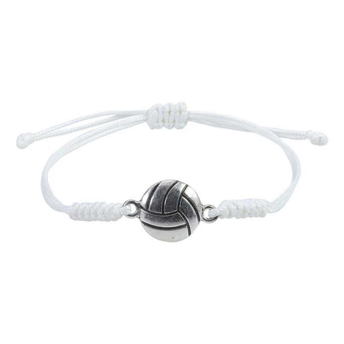 Cross-Border Hot-Selling Hand-Woven Baseball Football Basketball Volleyball Alloy Bracelet Source Factory In Stock