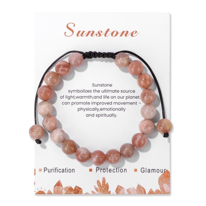 New Amazon Pink Quartz Strawberry Jam Amethyst Agate Braided Bracelet for Men Vintage Simple Adjustable Bracelet European and American Style