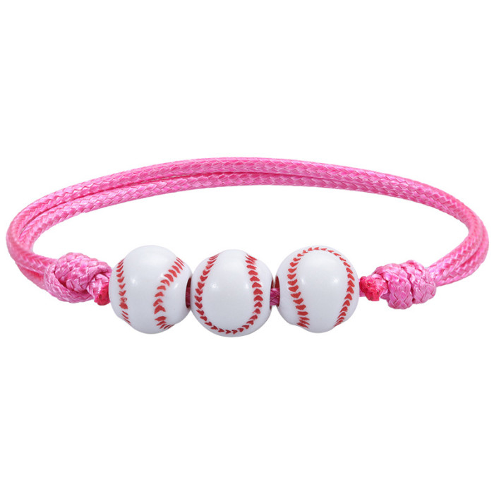 Amazon Hot-Selling Basketball Baseball Bracelet Wax Thread Woven Softball Tennis Football Soccer Wristband Sports Jewelry