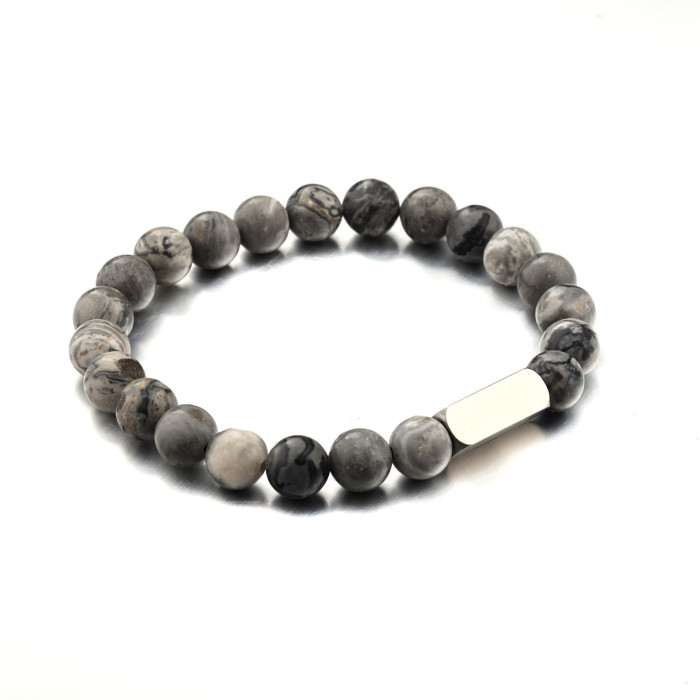 Support Engraving Stainless Steel Volcanic Stone Beaded Bracelet Frosted Beads White Turquoise Couple Gift Beaded Bracelet