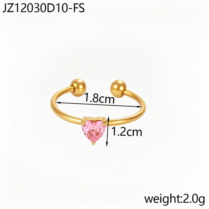 Cross-Border Hot-Selling Aperture Ring Zircon Inlaid Open Ring Stainless Steel Ins Birthstone Twisted Tail Ring