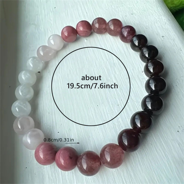 Pink Peach Blossom Natural Stone Bracelet for Women High-end Jewelry Chalcedony Red Vein Stone Bracelet Ins Style New Fashion