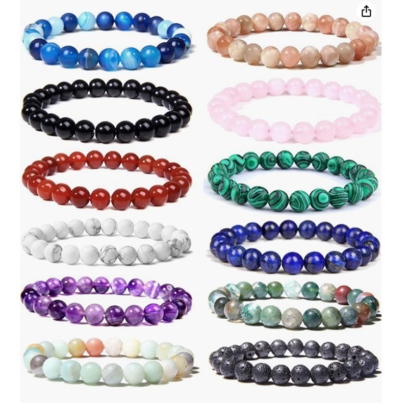 Amazon European and American 8MM Agate Tiger Eye Stone Handmade Beaded Bracelet Set Hematite Bracelet Export