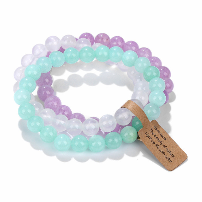 New Set Crystal Agate Tiger Eye Stone Women's Bracelet Amethyst Multi-layer Combination Bracelet Amazon Wish Hot Sale