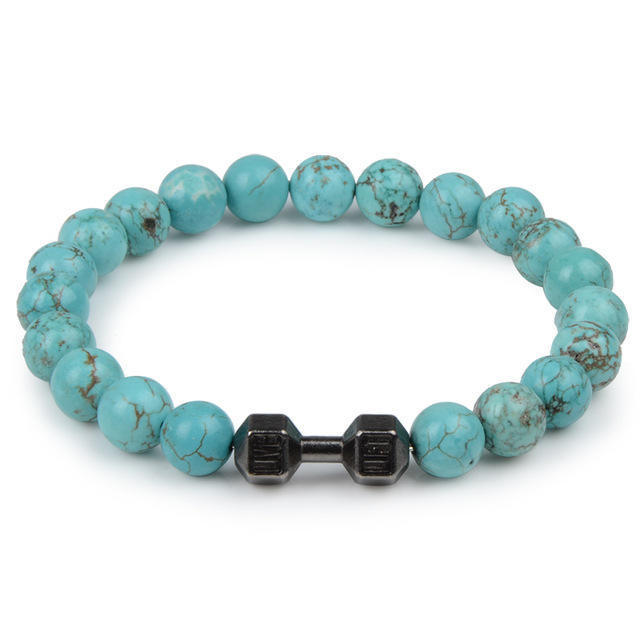 Volcanic Lava Dumbbell Bracelet Tiger Eye Stone Blue Turquoise White Turquoise Bracelet Women Men Jewelry Cross-Border Hot Sale