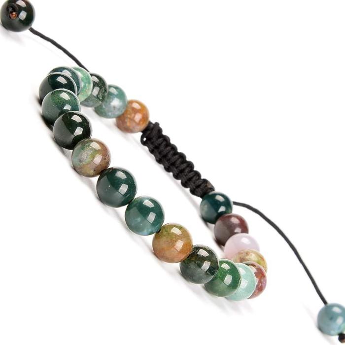 Cross-Border Hot-Selling Pink Quartz Amethyst Handmade Braided Bracelet Agate Adjustable Beaded Rope Jewelry