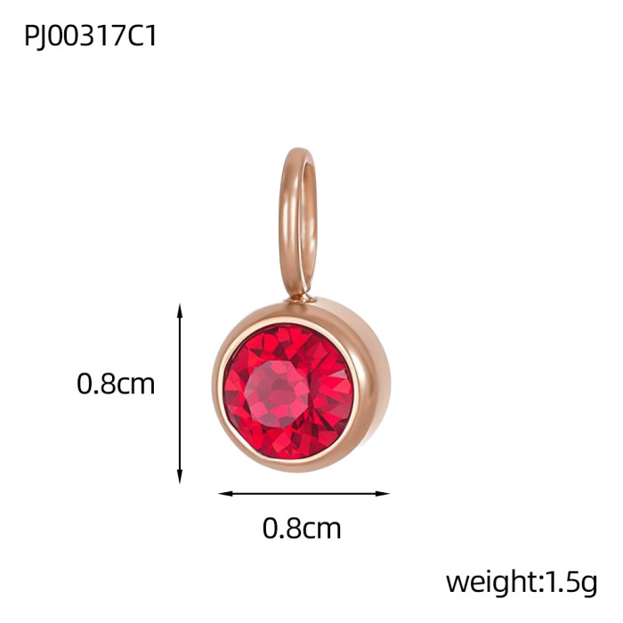 Hot-Selling Stainless Steel Jewelry Accessories Birthstone Pendant DIY Jewelry Accessories Colorful Rhinestone Pendan...