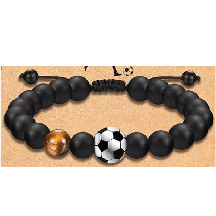 Amazon Hot-Selling Obsidian Men's Football Rugby Volleyball Hand-Woven Bracelet New Women's Beaded Bracelet