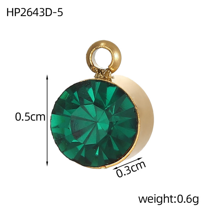 Twelve Birthstone Round Zircon Stainless Steel DIY Necklace Pendant Accessories Wholesale