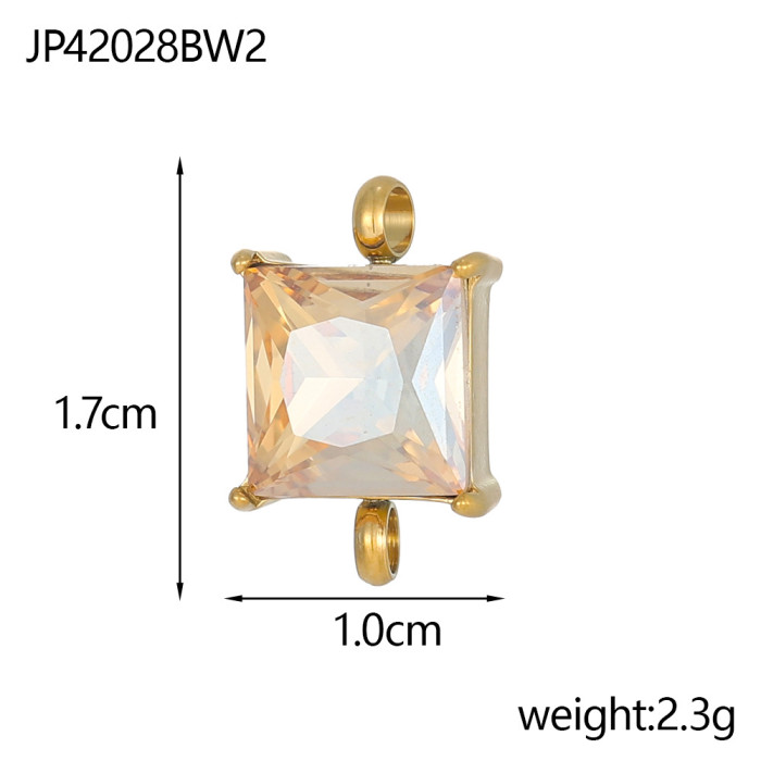 Fashionable Simple Versatile Zircon Accessories Geometric Rectangle Zircon Multi-color Accessories Jewelry Wholesale