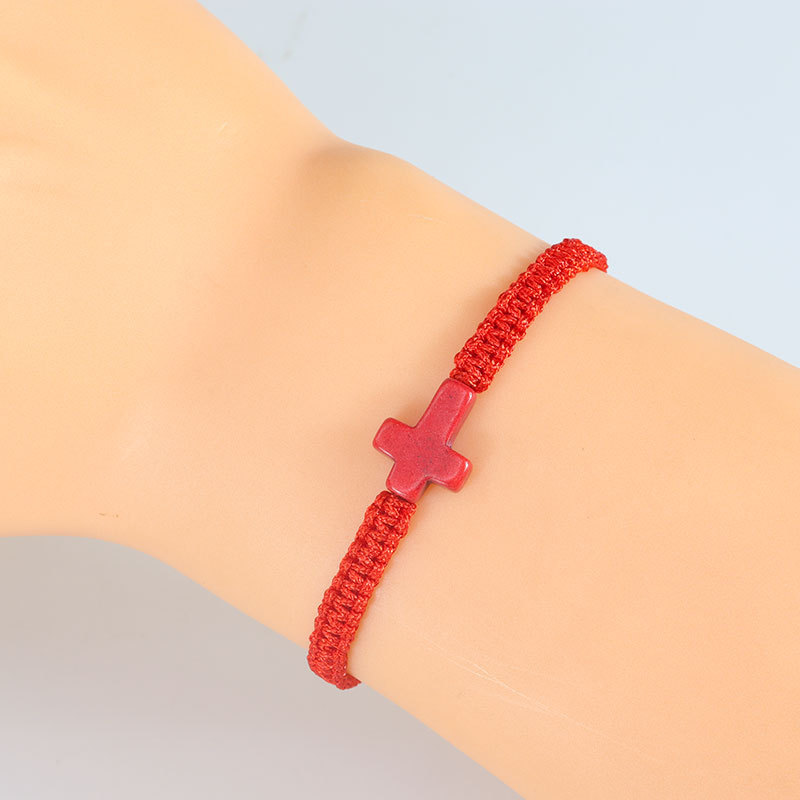 Cross-Border Friendship Jewelry Bohemian Style Solid Color Bracelet Couple Ethnic Style Adjustable Cross Bracelet