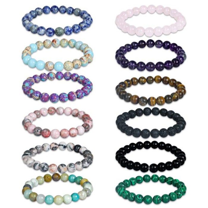 Cross-Border Hot-Selling Pink Zebra Emperor Stone Amethyst Bracelet Wholesale Bracelet White Pine Shoushan Stone Bracelet Factory Direct Sale