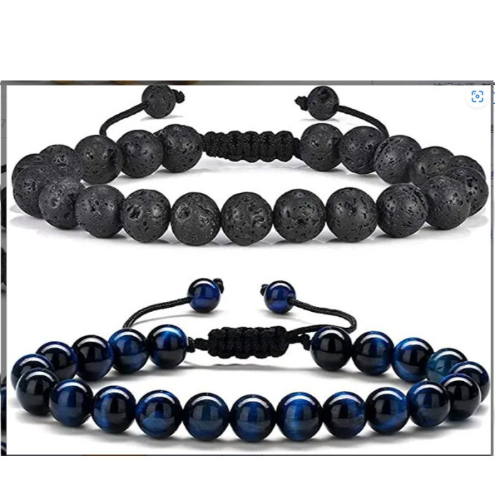 Cross-Border Hot Selling Seven Veins Alloy Jewelry Bracelet Colorful Volcanic Stone Turquoise Tiger Eye Yoga Woven Bracelet Bangle
