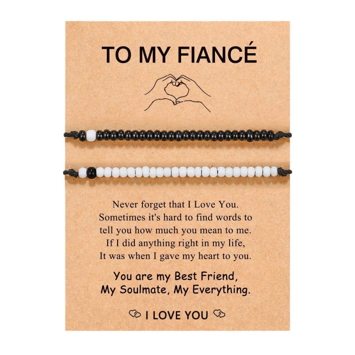 Couple Password Bracelet Handmade Adjustable I Love You Black and White Beaded Couple Password Bracelet