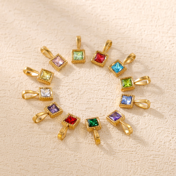 Hot-Selling Classic Element DIY Pendant Necklace Colorful Zircon Pendant Jewelry December Birthstone Accessories