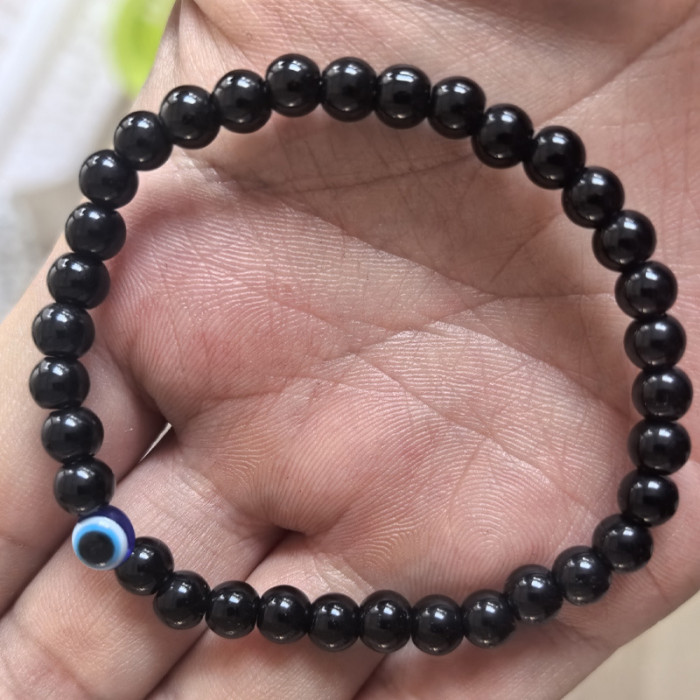 Fashion 6mm Natural Stone Bead Eye Obsidian Hematite Tiger Eye Stone White Pine Elastic Bracelet Men's Bracelet