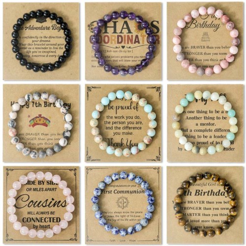Cross-Border Hot-Selling Pink Zebra Emperor Stone Amethyst Bracelet Wholesale Bracelet White Pine Shoushan Stone Bracelet Factory Direct Sale