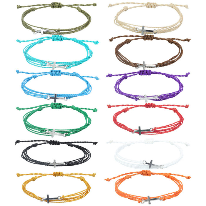 European and American New Wax Thread Braided Bracelet Waterproof Wax Unisex Friendship Bracelet Couple Beach Surfing Jewelry