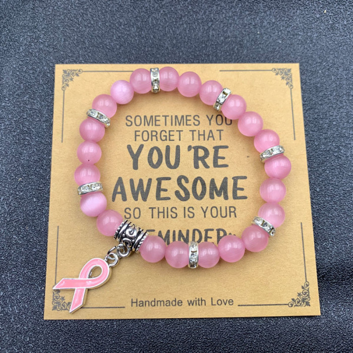 Cross-Border Jewelry Pink Zebra Stone Bead Bracelet Festival Gift for Men and Women Friendship Heart Bead Bracelet Wholesale Hot Item