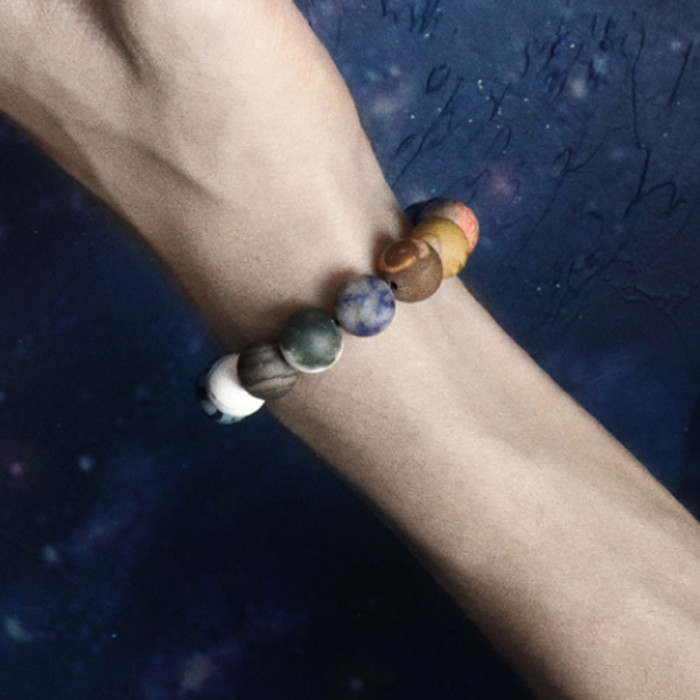 New Stone Solar System Eight Planets Bracelet Universe Milky Way Star Exploration Woven Bracelet Hot Item