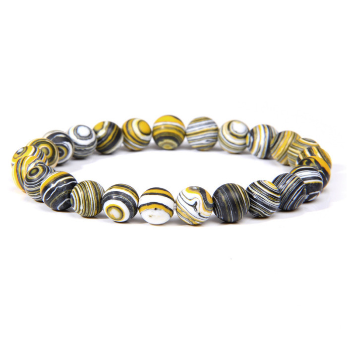 Amazon Hot Sale European and American 8mm Tiger Eye Stone White Pine Agate Crystal Stone Beads Bracelet Elastic Bracelet Cross-Border
