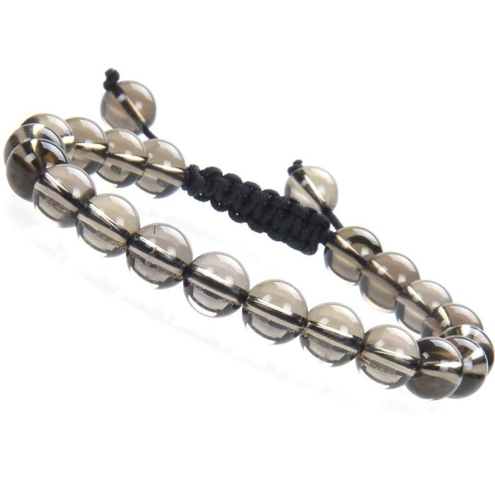 Cross-Border Hot-Selling Pink Quartz Amethyst Handmade Braided Bracelet Agate Adjustable Beaded Rope Jewelry