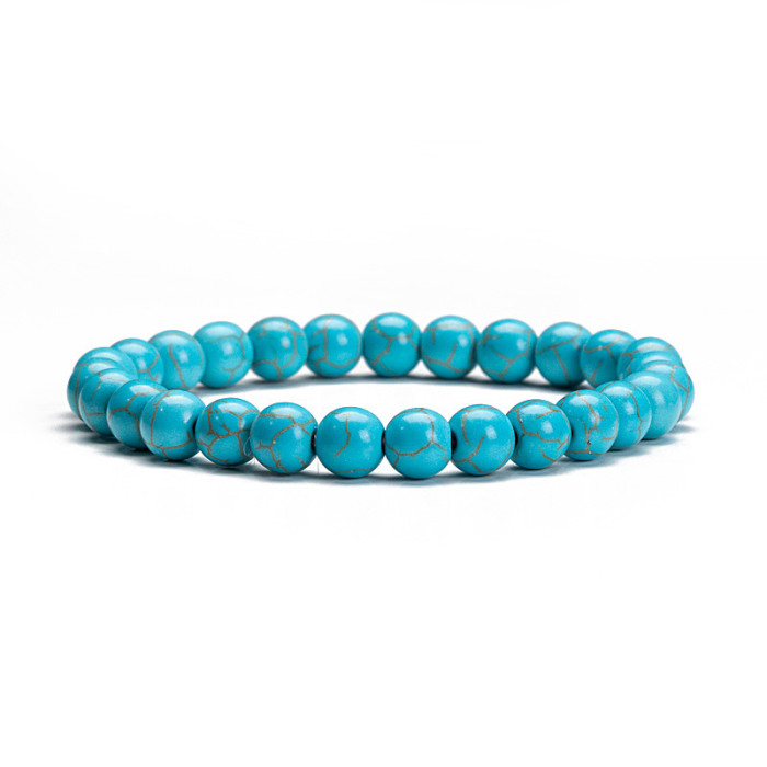 New Arrival Agate Pink Crystal Aquamarine Beaded Bracelet Tiger Eye Elastic Bracelet Amazon Foreign Trade Jewelry