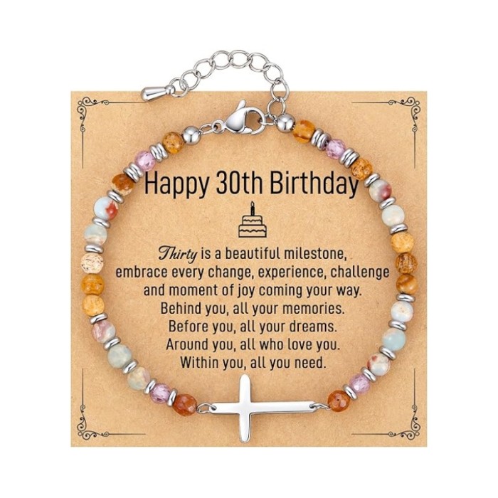 Amazon New Product 4mm Natural Stone Beaded Cross Lobster Clasp Adjustable Women's Bracelet with Card