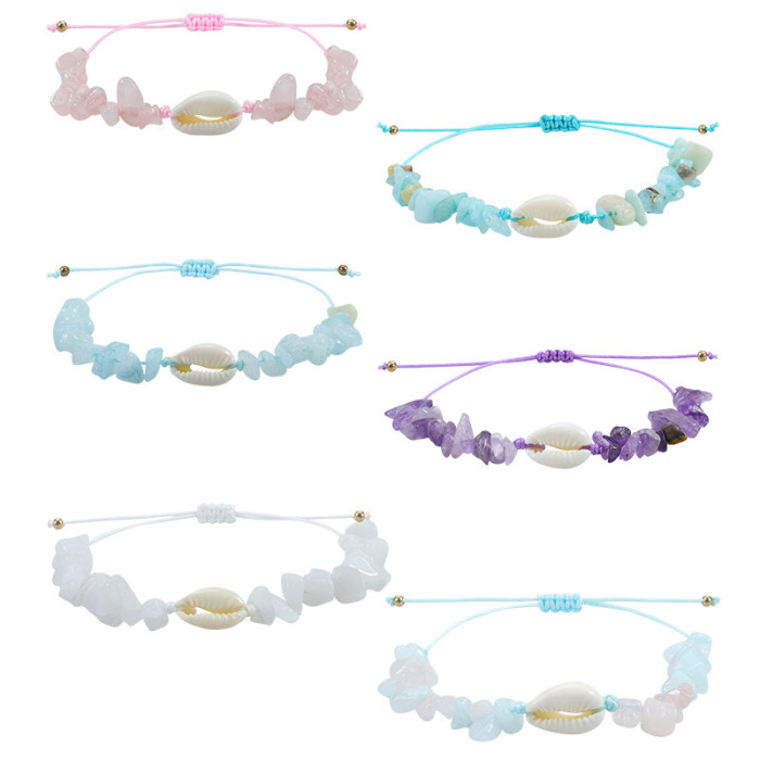 New Crushed Stone Shell Bracelet TEMU Source Manufacturer in Stock Wholesale Opal Amethyst Stone Bracelet