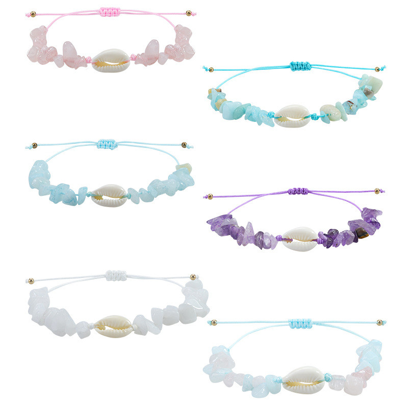 Cross-Border New Crushed Stone Shell Bracelet TEMU Source Manufacturer In Stock Wholesale Opal Amethyst Stone Bracelet