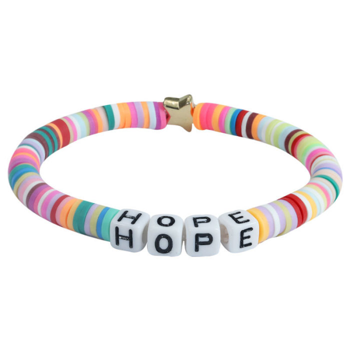 Hot-Selling Colorful Soft Clay Letter Bracelet for Teenagers DIY Elastic Friendship Bracelet Customizable Words