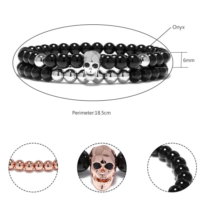 Amazon Hot-Selling Skull Demon Shape Beaded Bracelet Faceted Ghost Head Diamond Set Bracelet Wholesale