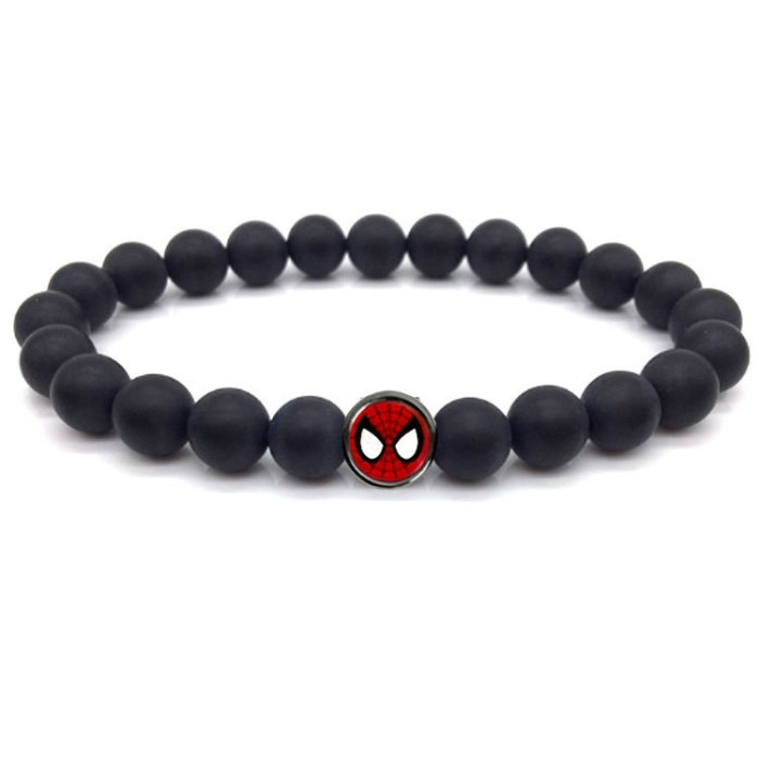 Accessories New European and American Men's Spider-Man Bracelet Tiger Eye Volcanic Stone White Pine Handmade Beaded Bracelet Beads