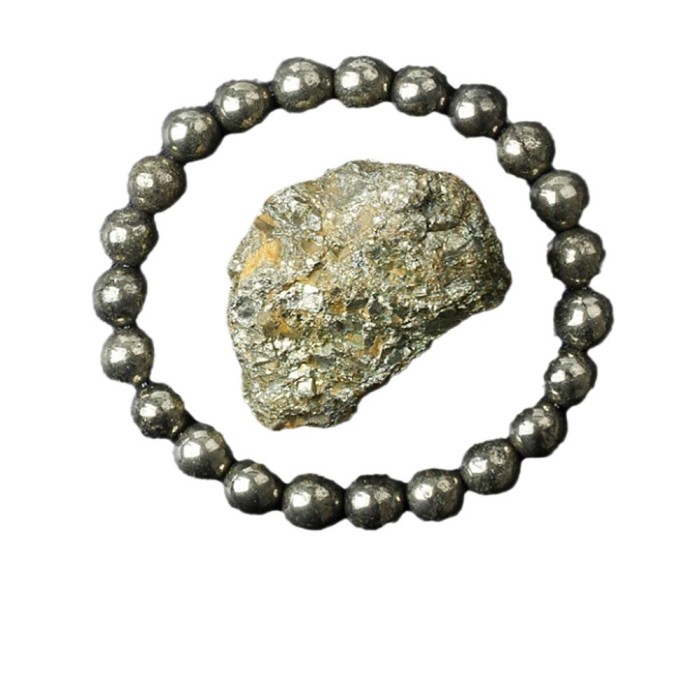 Weight Bracelet Unisex Natural Pyrite Handmade Beaded Temu Amazon Bestseller Natural Crystal Beaded
