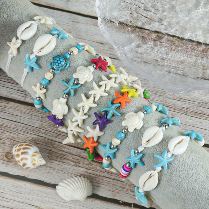 Hot-Selling Bracelet Starfish Shell Turquoise Vacation Bracelet Ocean Style Shell Turtle Bracelet Wholesale