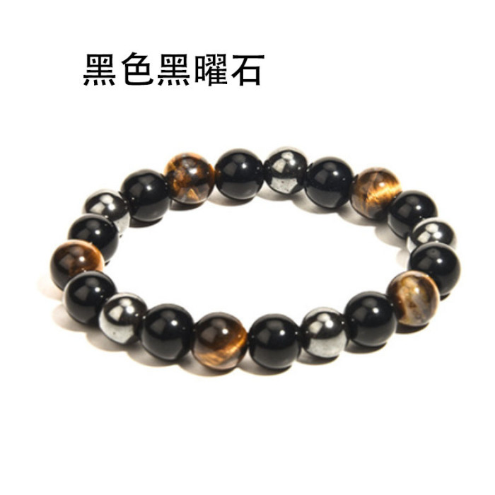 Cross-Border New Tiger Eye Obsidian Hematite Bracelet 10mm Jewelry Woven Handmade Beaded Jewelry