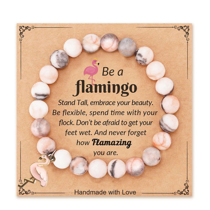 Cross-Border Jewelry Pink Zebra Stone Bead Bracelet Festival Gift for Men and Women Friendship Heart Bead Bracelet Wholesale Hot Item