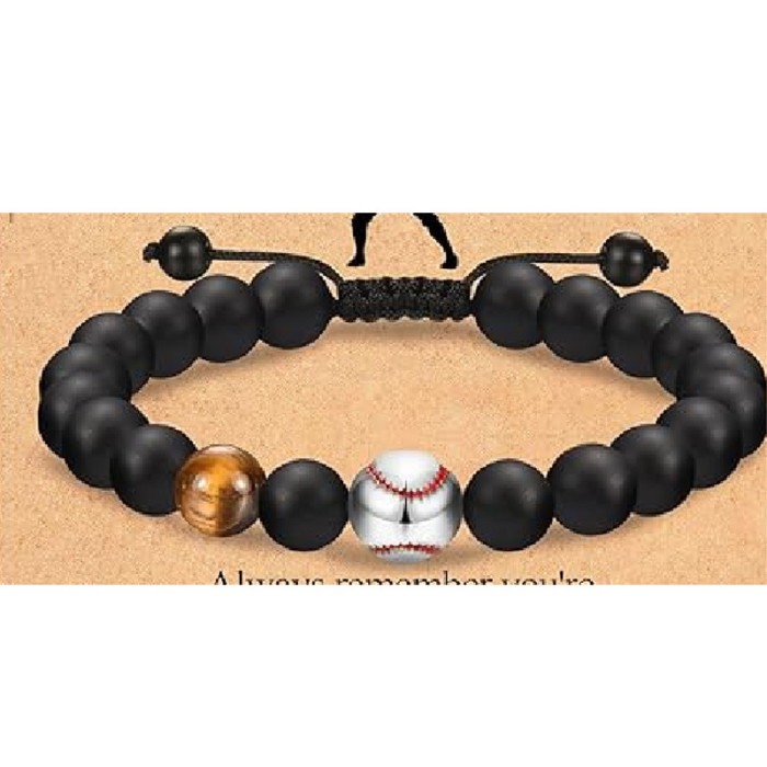 Amazon Hot-Selling Obsidian Men's Football Rugby Volleyball Hand-Woven Bracelet New Women's Beaded Bracelet